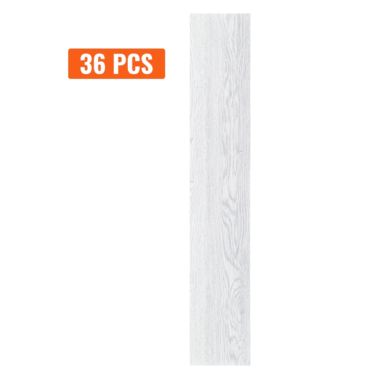 KFFKFF 36 Pieces White Wood Grain Self Adhesive Vinyl Floor Tiles 2.5mm Thick Light
