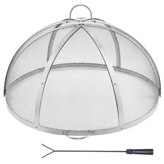 KFFKFF 40-Inch Round Firepit Spark Screen Cover Lid, Made of Stainless Steel for Wood Burning