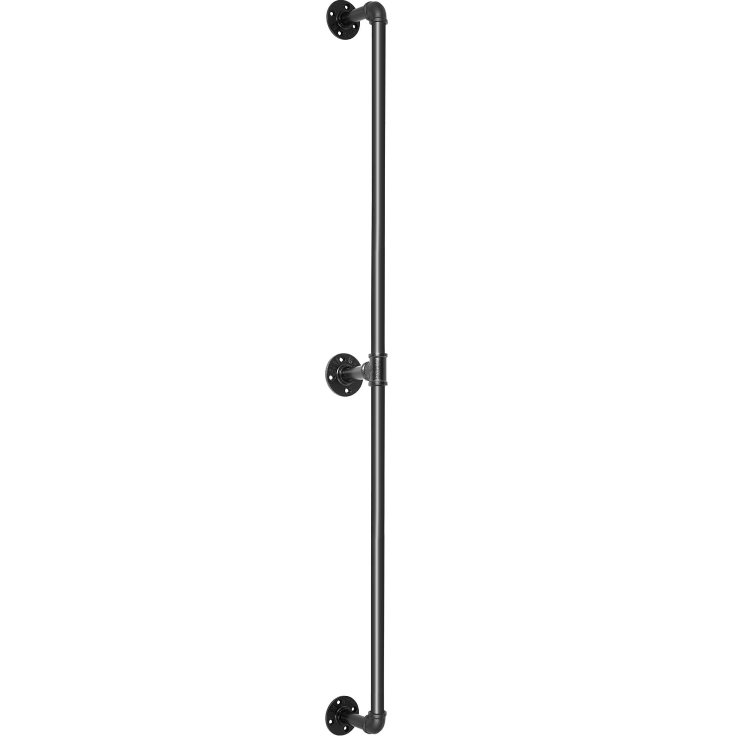 KFFKFF 4FT Staircase Handrail, Pipe Stair Handrail, 440LBS Load Capacity Carbon Steel Pipe Handrail, Round Corner Wall Handrailings for Indoor, Industrial Pipe Handrail with Wall Mount Support