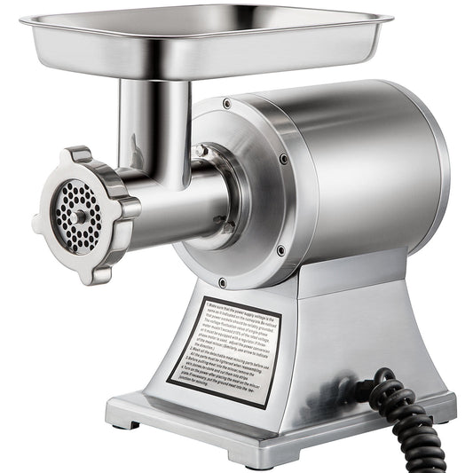 KFFKFF 550lbs/H Electric Meat Grinder,1100W Commercial Sausage Stuffer Filler Stainless Steel 220 RPM 1.5HP for Industrial and Home Use, 550LB, Sliver