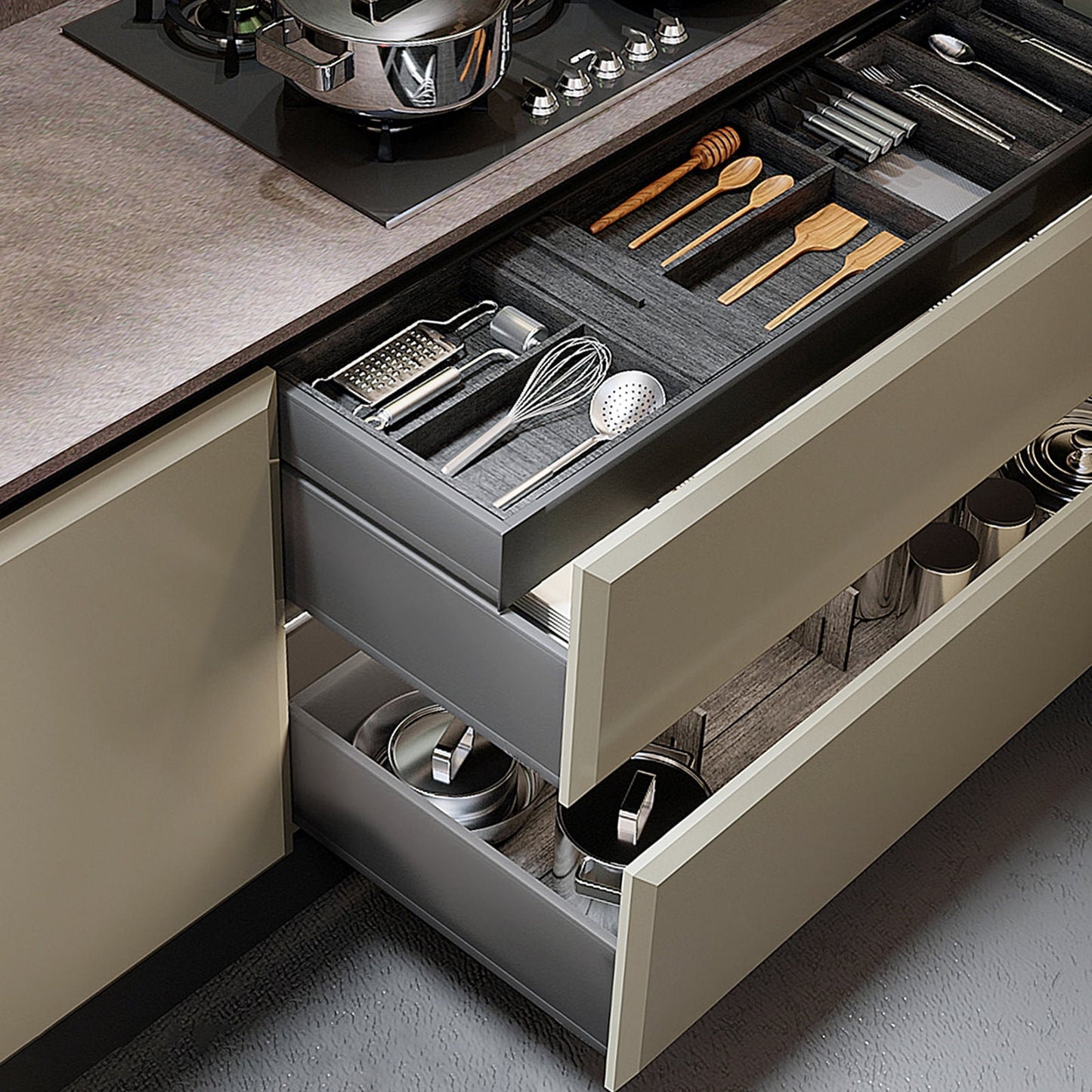 KFFKFF 6 Pairs 21â€ Soft-Close Drawer Slides Bottom Mount Full Extension 100 Lbs