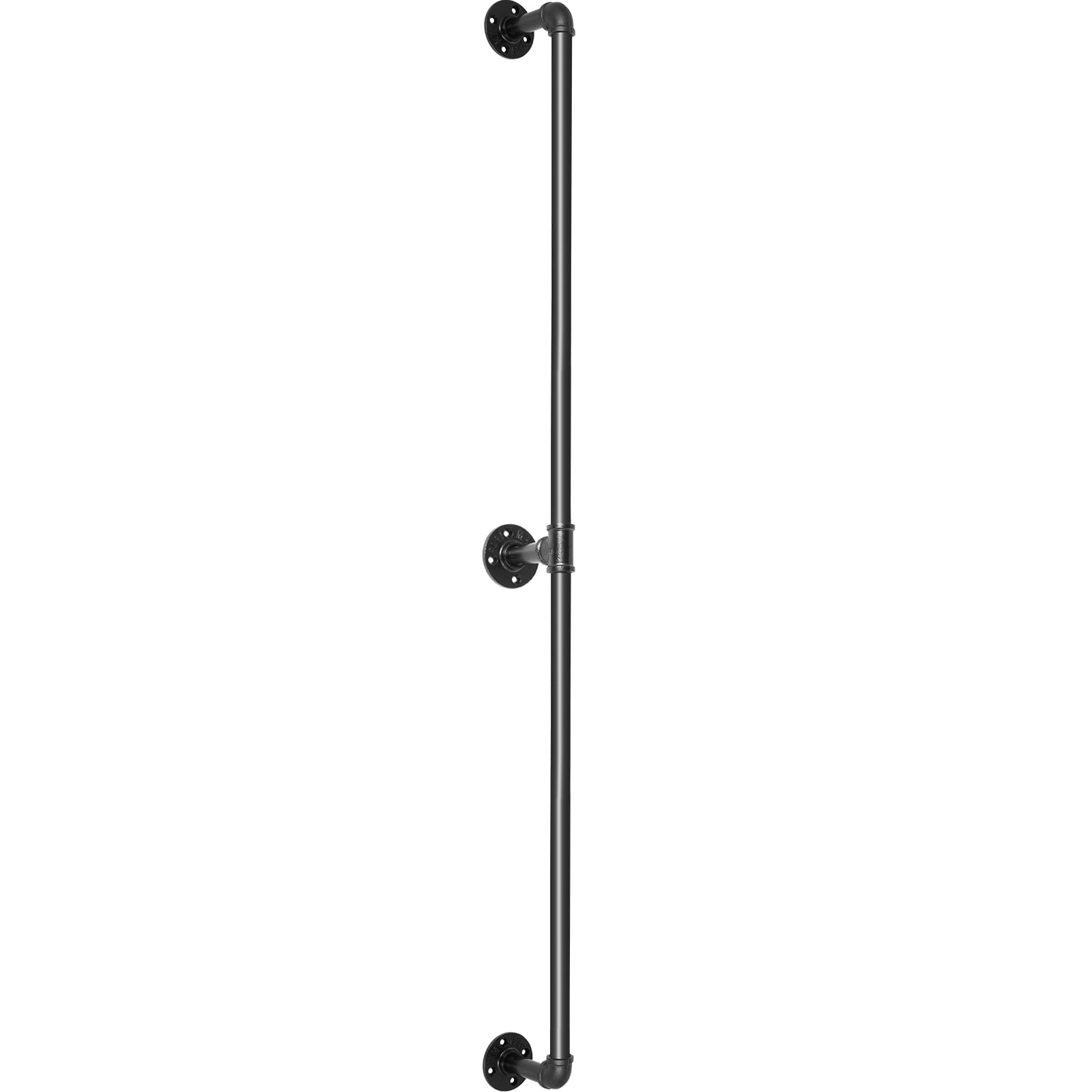 SKYSHALO 7FT Staircase Handrail, Pipe Stair Handrail, Industrial Pipe Handrail with Wall Mount Support, 440LBS Load Capacity Carbon Steel Pipe Handrail, Round Corner Wall Handrailings for Indoor