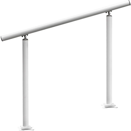 KFFKFF Aluminum Stair Railing Kit 2/3 Steps White Handrail Flexible Outdoor Deck Hand Rail 3ft Length
