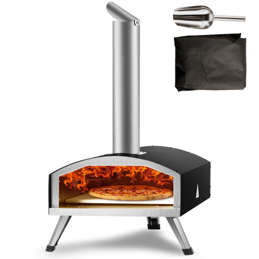 KFFKFF Dual Fuel Outdoor Pizza Oven, Stainless Steel Portable