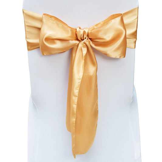 KFFKFF Gold Elastic Chair Sashes, Slipcovers and Bands for Chairs, Perfect for Weddings, Holidays, Banquets, Parties, and Celebrations, Adds Elegance to Seating (Pack of 50)