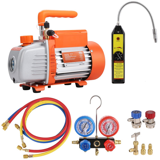 KFFKFF HVAC Vacuum Pump Gauge Set 4.5 CFM 1/4 HP Manifold Gauge Kit with Hose