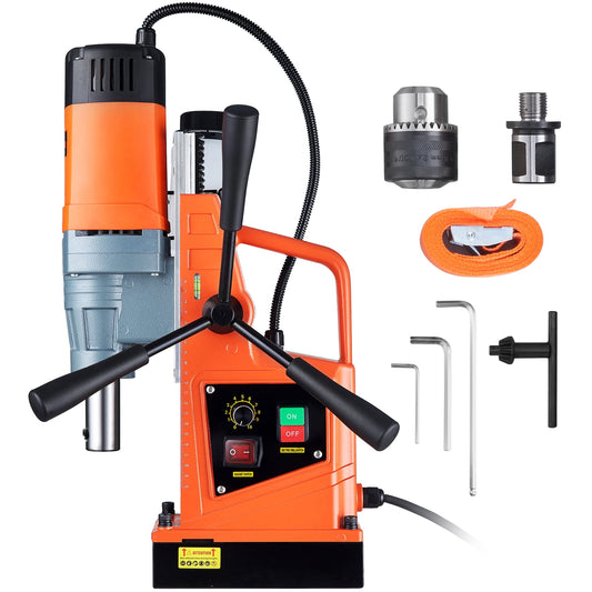 SKYSHALO Mag Drill Press, 1550W 2" Boring Diameter, 2922lbf Power Magnetic Drill, 10-Speed Electric Drilling Machine for Metal Surface, 500 PRM Industrial and Home Improvement