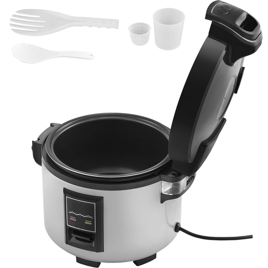 KFFKFF Professional Rice Cooker, Serves 60 Cups, 13.74 Qt Capacity, Durable Rice Maker with Nonstick Pot, Quick Cook & 12-Hr Warm Function, Includes Measuring Cup & Paddle, Ideal for Eateries