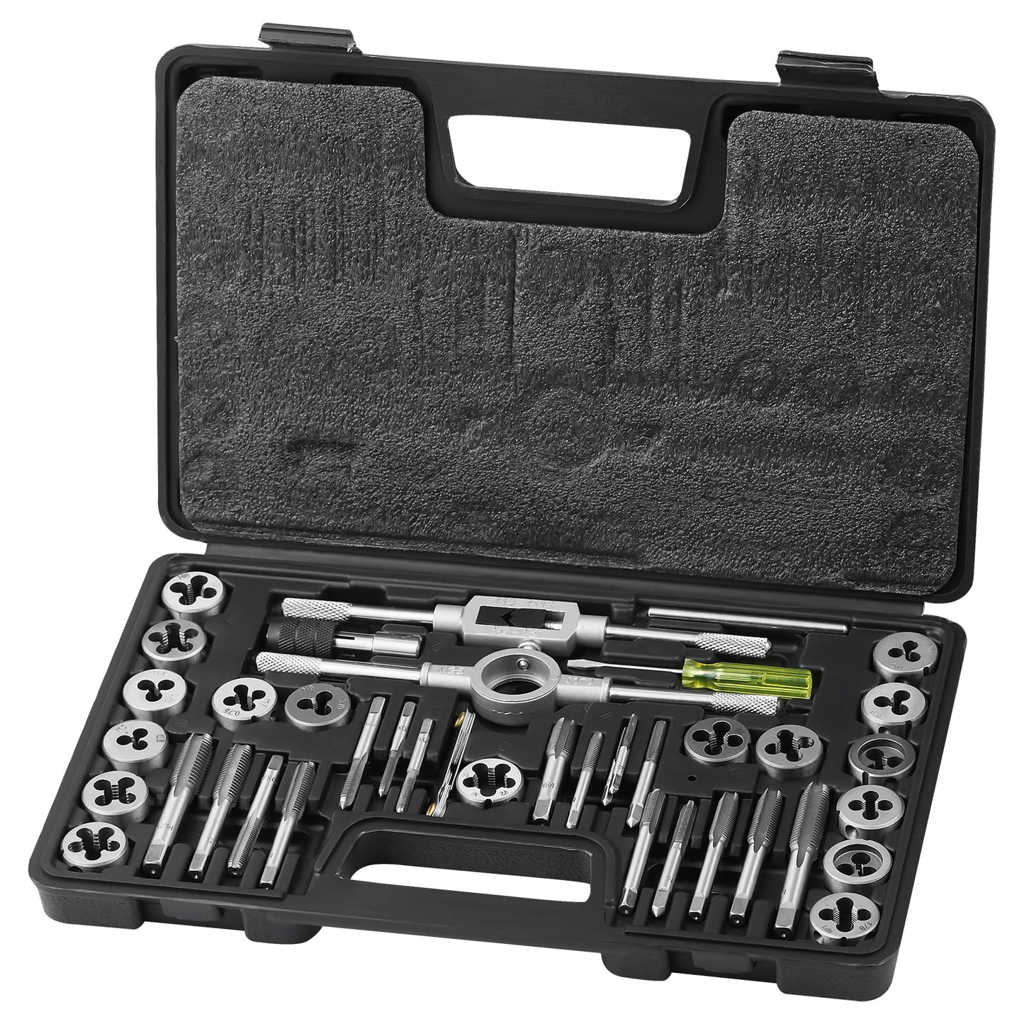 SKYSHALO Tap and Die Set 40Pcs Metric Size M3 to M12 Bearing Steel Threading Tool