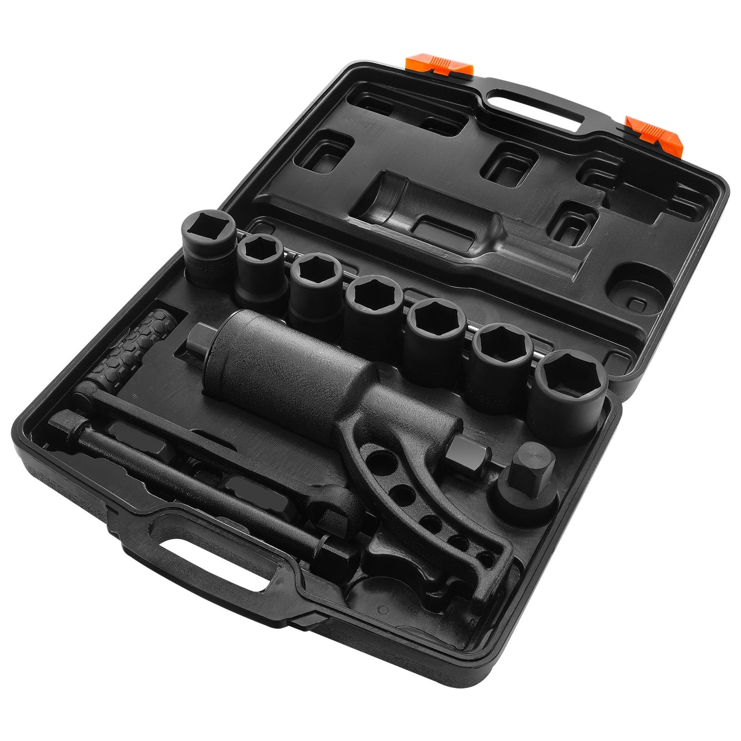 KFFKFF Torque Amplifier, 1 Inch Drive Lug Nut Wrench - Durable Torque Amplifier Set, 1:64 Ratio, 6,800N.m for Lug Nut Removal, Comes with 8 Sockets (24-38mm) & Carrying Case