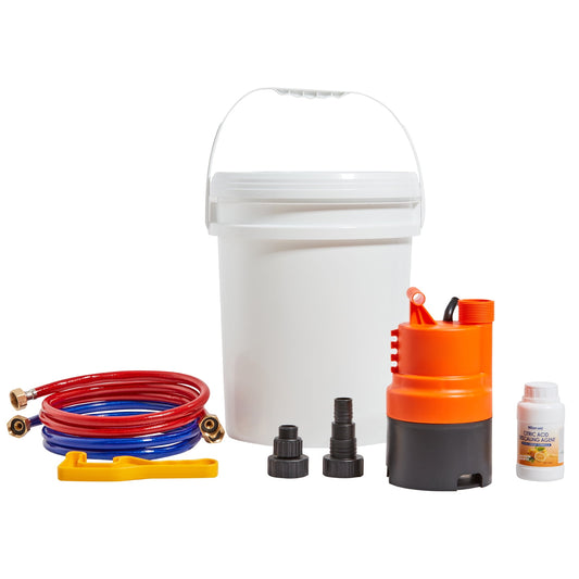KFFKFF Water Heater Flush Tankless Kit with Pump and 5 Gallon Bucket and Descaling