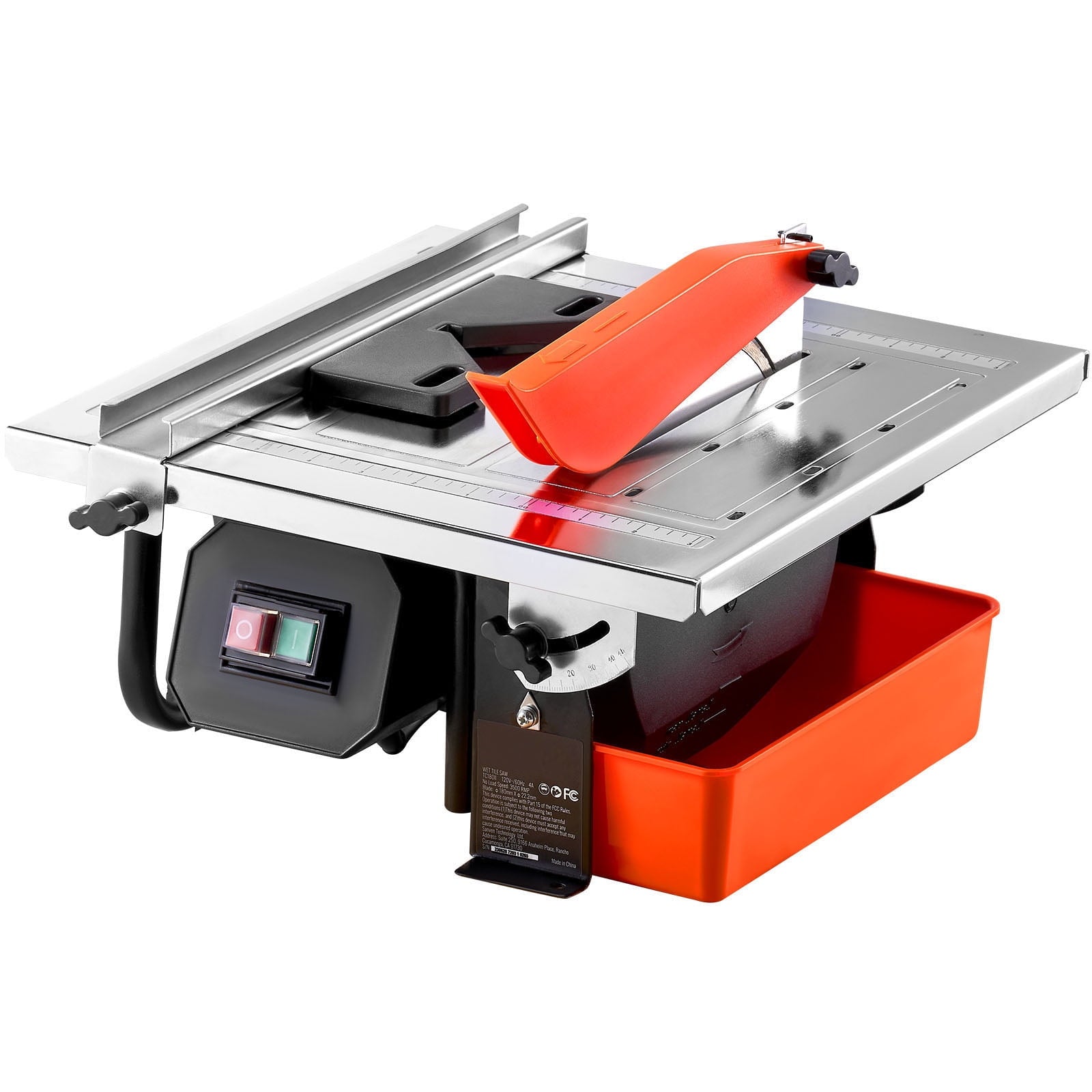 SKYSHALO Wet Tile Saw, 7-inch 65Mn Steel Blade, 3500 RPM Induction Motor, 0-45 Degrees Miter Angle for Cutting Tiles and Stones, Stainless Steel Deck for DIY