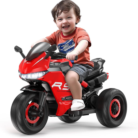 SPPTTY 12V Motorcycle for Kids, Electric Motorcycle with 3 Wheels&Music ,Ride on Toys for Boy Girl