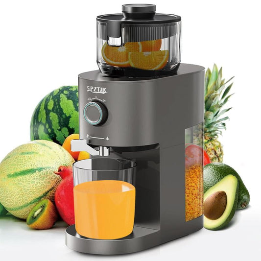 SPZTJK Juicer 5.5" Wide Chute Fits Whole Fruits! Pulp-Free Smooth Juice  No Clogs (Celery/Ginger) 3s Setup Easy Clean! 22 lb Carrot Test  Heavy-Duty Motor