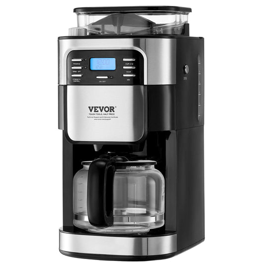 STAWAY 12-Cup Coffee Maker with Grinder - Drip Coffee Machine with 24-Hour Timer, Adjustable Strength & Coarseness for Fresh Brewed Coffee at Home & Office