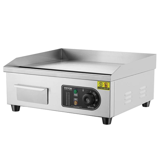 STAWAY 1700W Electric Griddle - Stainless Steel Flat Top Grill with Adjustable Temp 122°F-572°F, 17.72" x 11.81" Surface, Includes 2 Shovels & Brushes - Perfect for Pancakes, Bacon, Burgers & More!