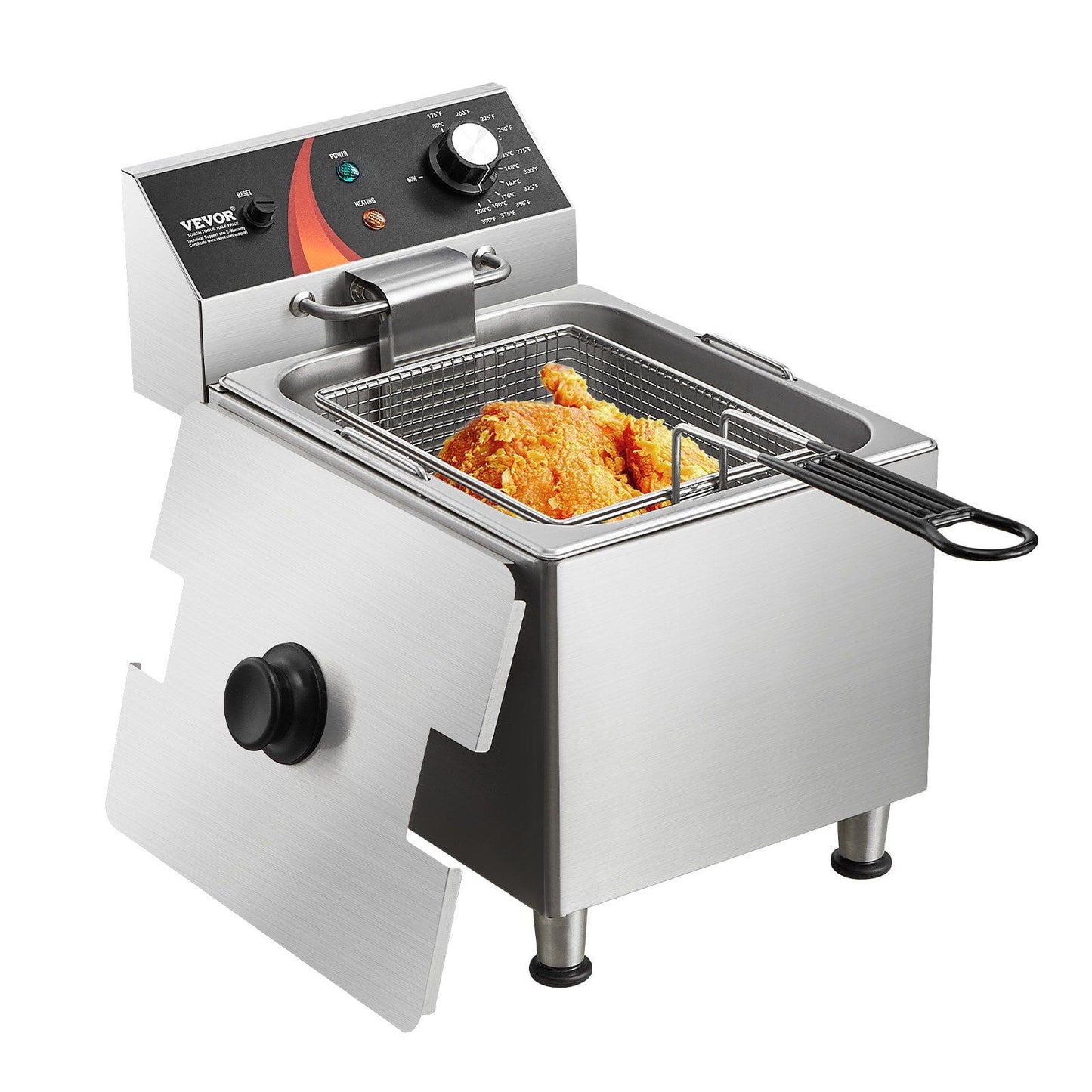 STAWAY Commercial Deep Fryer - 1750W Countertop Fryer with 12Qt Capacity, Adjustable Temp Control, Fast Heating, Easy Clean for Deli, Snack Bar & Parties