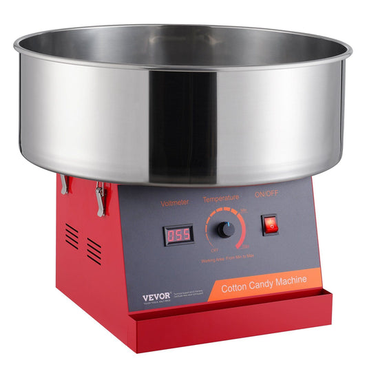STAWAY Commercial Electric Cotton Candy Machine - Stainless Steel Bowl & Sugar Scoop - Makes 6 Cones/Min, Adjustable Temp, Easy to Clean - Ideal for Parties & Festivals