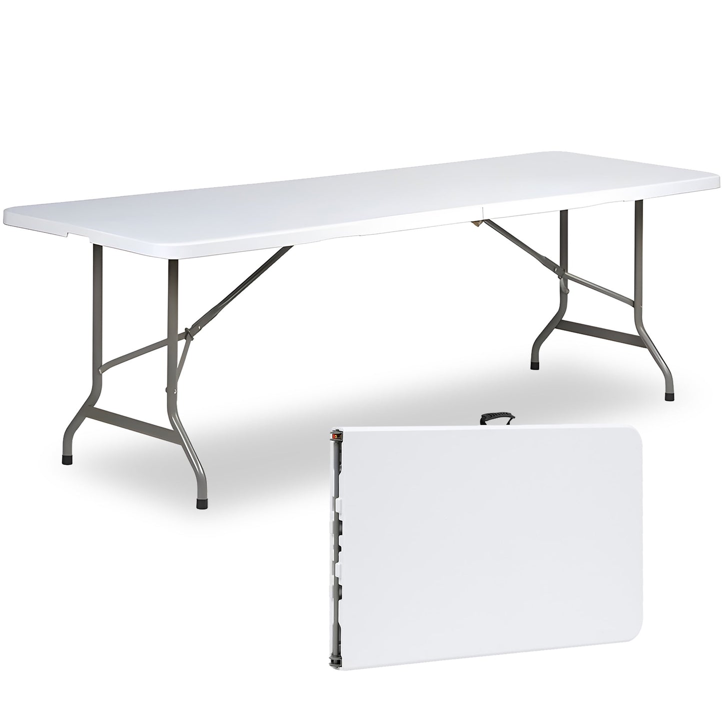 SUGIFT 8 ft Folding Table Rectangular White Folding Plastic Table