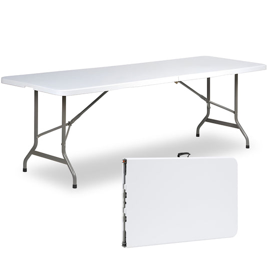 SUGIFT 8 ft Folding Table Rectangular White Folding Plastic Table