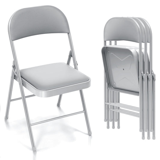 SUGIFT 4 Pack Vinyl Padded Folding Chair Portable Dining Chairs for Indoor and Outdoor