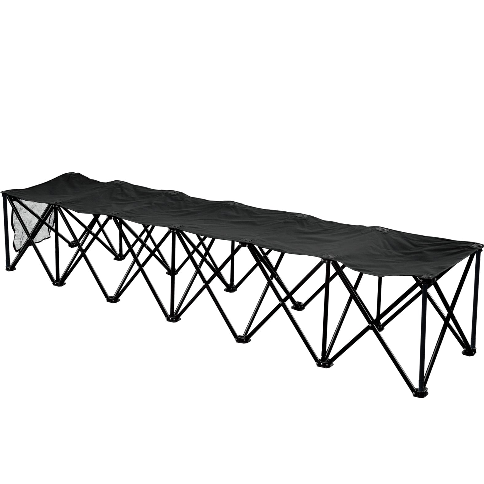 SUNRISEUMBRELLA Portable Sports Bench Sits Folding Team Sideline Bench Camping Bleacher Chair (6 Seater, Black)