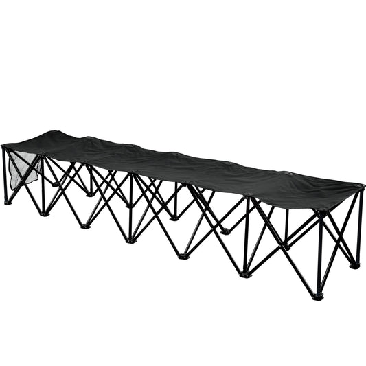 SUNRISEUMBRELLA Portable Sports Bench Sits Folding Team Sideline Bench Camping Bleacher Chair (6 Seater, Black)