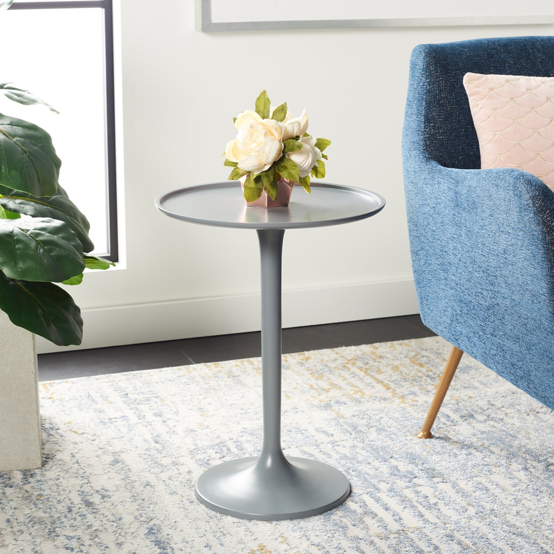 Safavieh Platina Modern Metal Round End Table, Gray