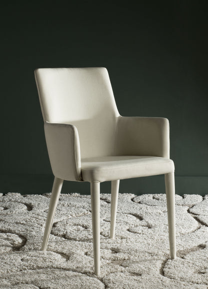 SAFAVIEH Summerset Modern Upholstered Arm Chair, Grey/White