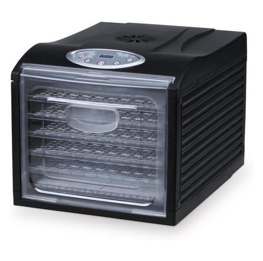 Samson Silent Dehydrator 6-Tray with with Digital Timer and Temperature Control for Fruit, Vegetables, Jerky, , Dog Treats, Fruit Leathers and More