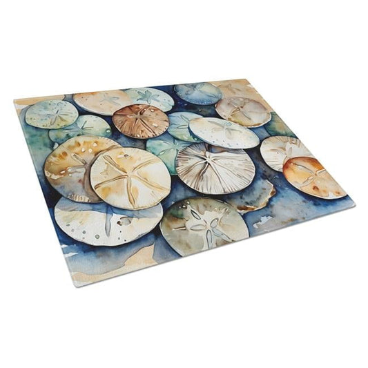 Sand Dollars Glass Cutting Board Large 12 in x 15 in