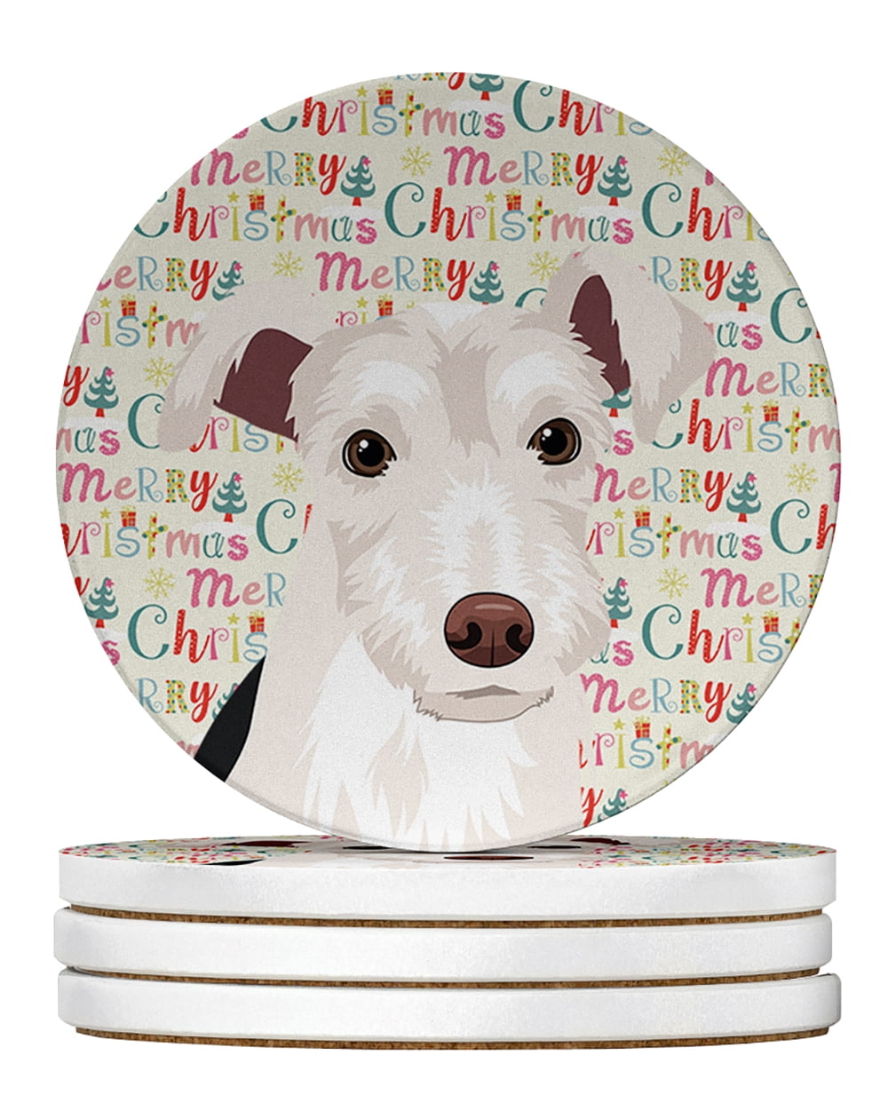 Schnauzer Parti Christmas Large Sandstone Coasters Pack of 4 4 in x 4 in