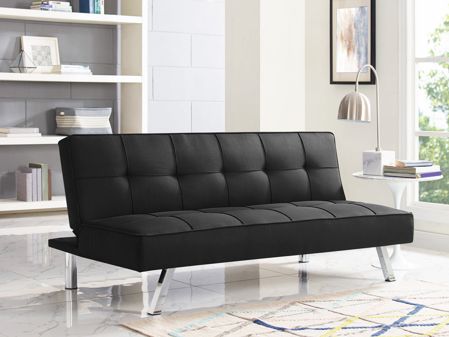 Serta Chelsea Modern Futon, Charcoal Gray Fabric