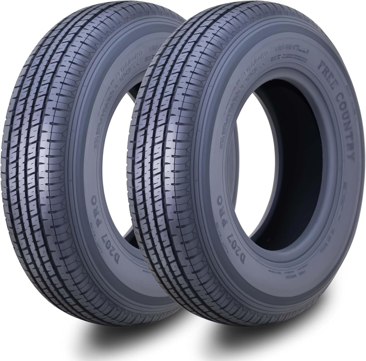 Set 2 FREE COUNTRY Premium Trailer Tire ST185/80R13 8PR LR D w/Side Scuff Guard.
