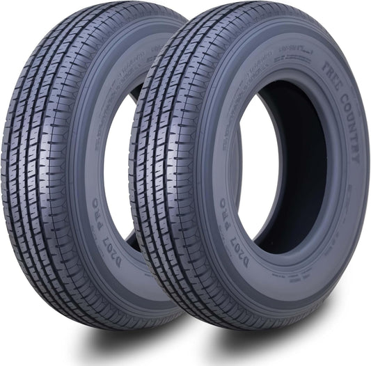 Set 2 FREE COUNTRY Premium Trailer Tire ST185/80R13 8PR LR D w/Side Scuff Guard.