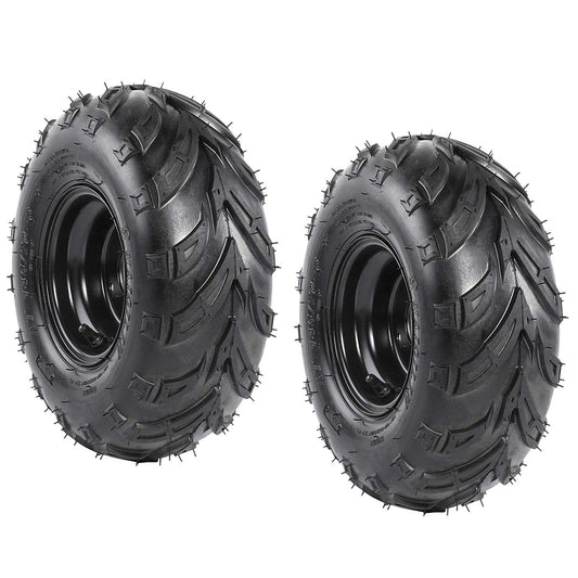 Set of 2 YC Yier 6" Go Kart Tires 145/70-6 Tires Go Kart ATV Wheel Tire with Rim Tubeless 3 Stud Wheels for DIY Part ATV Quad Buggy Go Cart 4 Wheelers Dune Buggy Dolly Cart Scooter Black