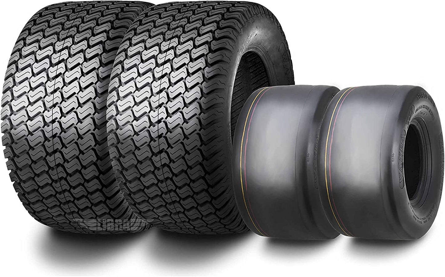 Set 4 WANDA Zero-Turn Lawn Mower Turf Tires 11x4-5 Front & 18x8.5-8 Rear /4PR -13207/13028