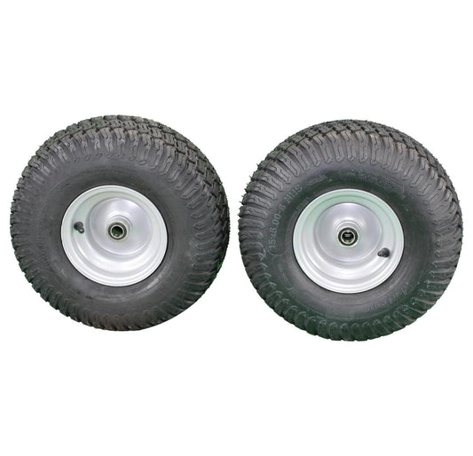 (Set of 2) 15x6.00-6 Tire Wheel Assy .75" Bearing Compatible With /Poulan