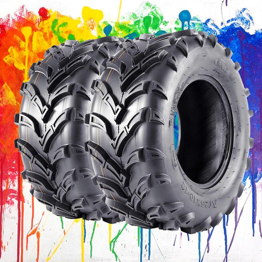 Set of 2 All-Terrain Tires AT25x10-12 6PR ATV Tires, All Terrain ATV UTV Mud Trail Tires(Set of 2, Tubeless)
