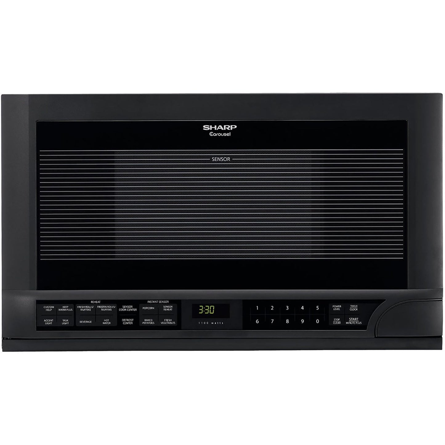 Sharp R1210T Microwave Oven - Single - 11.22 gal Capacity - Microwave - 11 Power Levels - 1100 W Microwave Power - 14.13" Turntable - Over The Range - Black