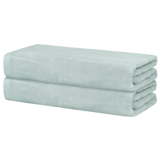 Unique Bargains 100% Cotton 2 Pcs Bath Towels Light Weight and Highly Absorbent Towels Blue 28" x 56"