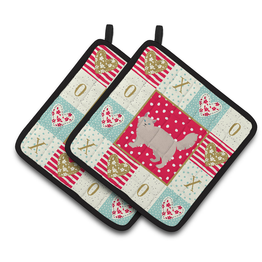 Siberian Forest #2 Cat Love Pair of Pot Holders