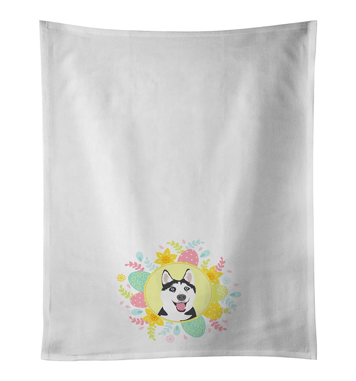 Siberian Husky Black and White #2 Easter White Kitchen Towel Set of 2 19 in x 28 in