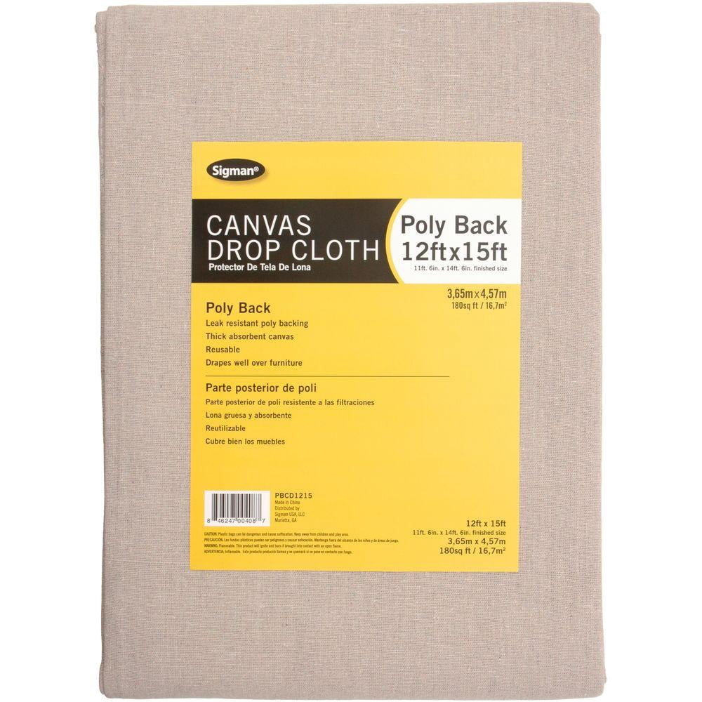 Sigman 12' x 15' Poly Back Canvas Drop Cloth