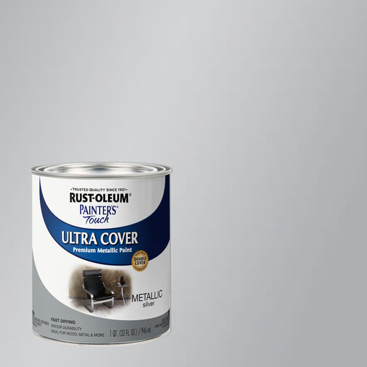 Silver, Rust-Oleum Painter's Touch Ultra Cover Satin Metallic, Quart, 2 Pack