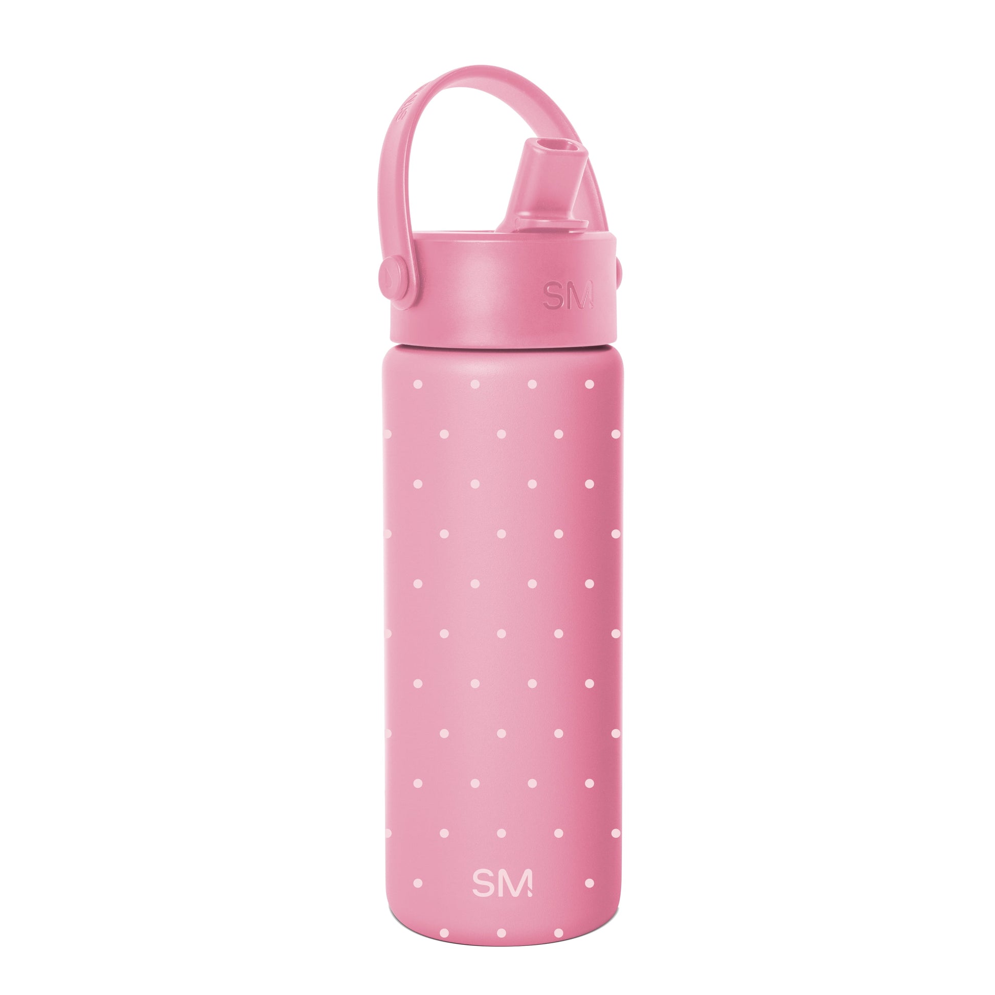 Simple Modern 18 fl oz Insulated Stainless Steel Summit Wide Mouth Water Bottle with Handle and Straw Lid | Polka Pink