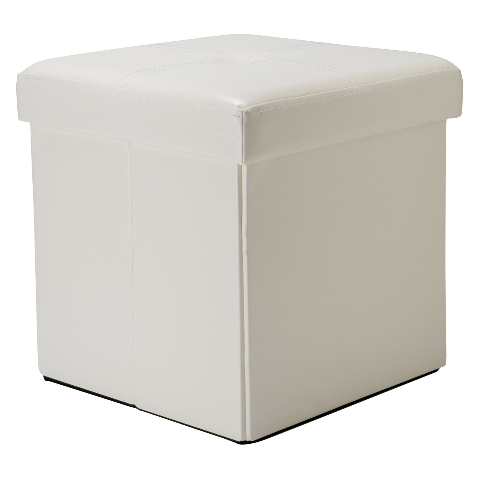 Simplify Otomana de Almacenamiento Plegable de Cuero SintÃ©tico en Cubo Negro