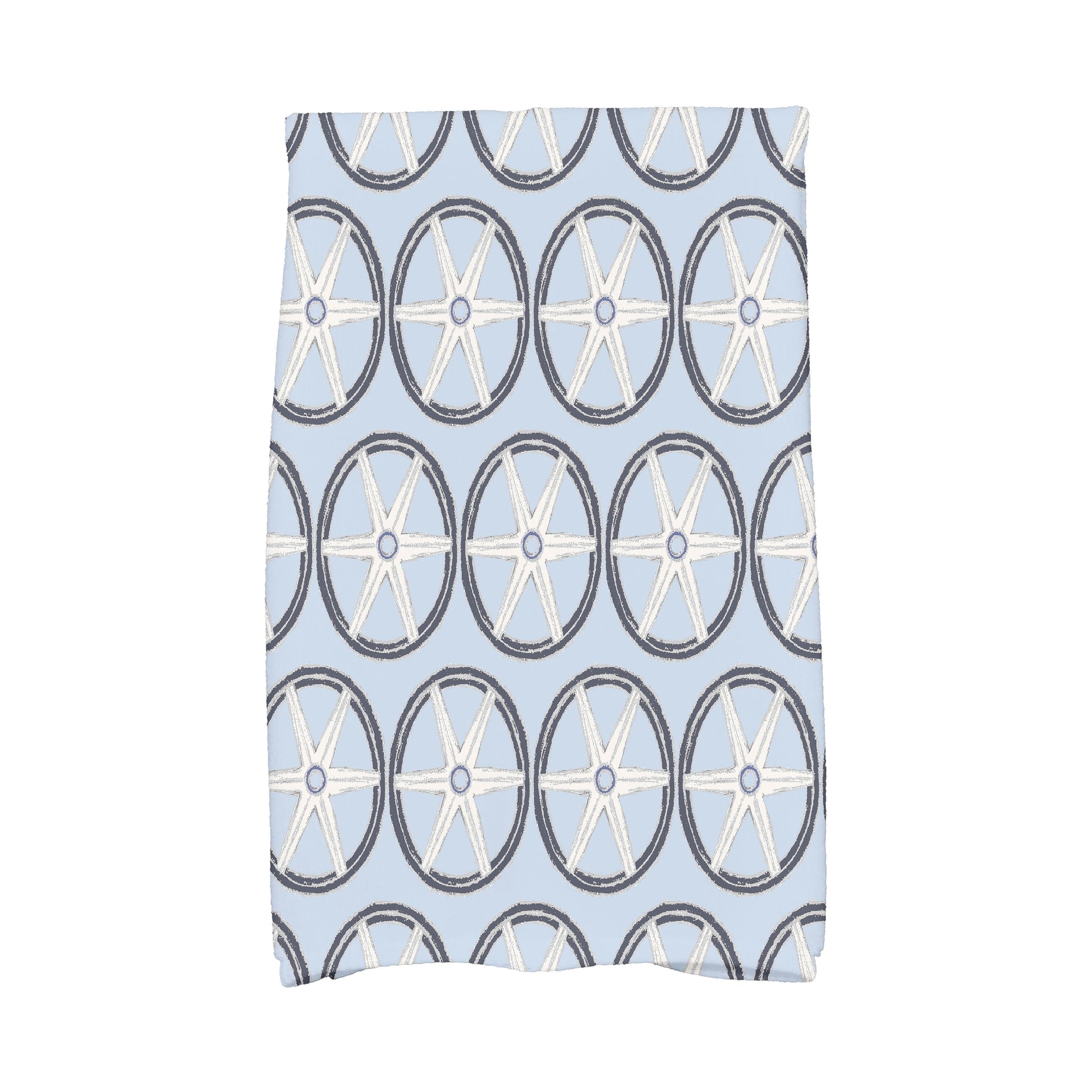 Simply Daisy, 16 x 25 Inch, Nautical Geo Lines, Geometric Print Kitchen Towel, Blue