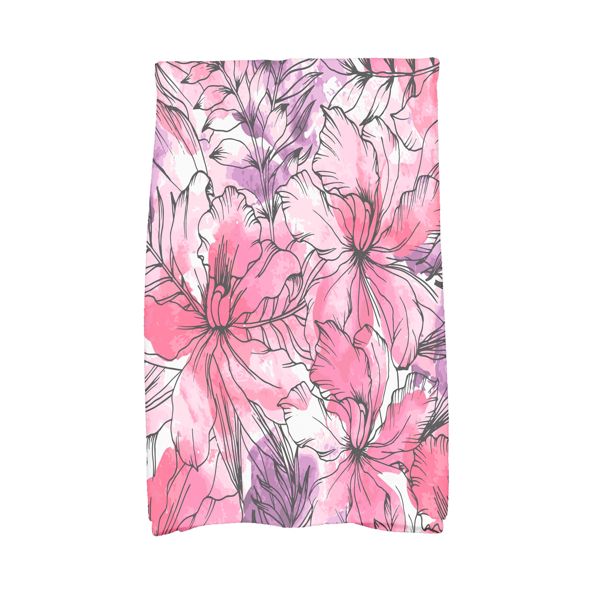 Simply Daisy, 16 x 25 Inch, Zentangle, Floral Print Kitchen Towel, Purple