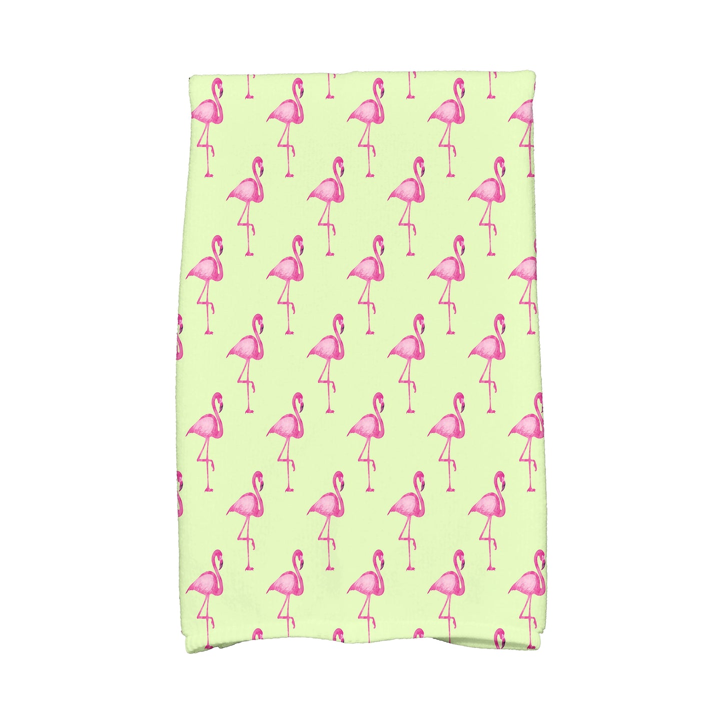 Simply Daisy, 16 x 25 inch, Flamingo Fanfare Multi, Animal Print Kitchen Towel, Light Green